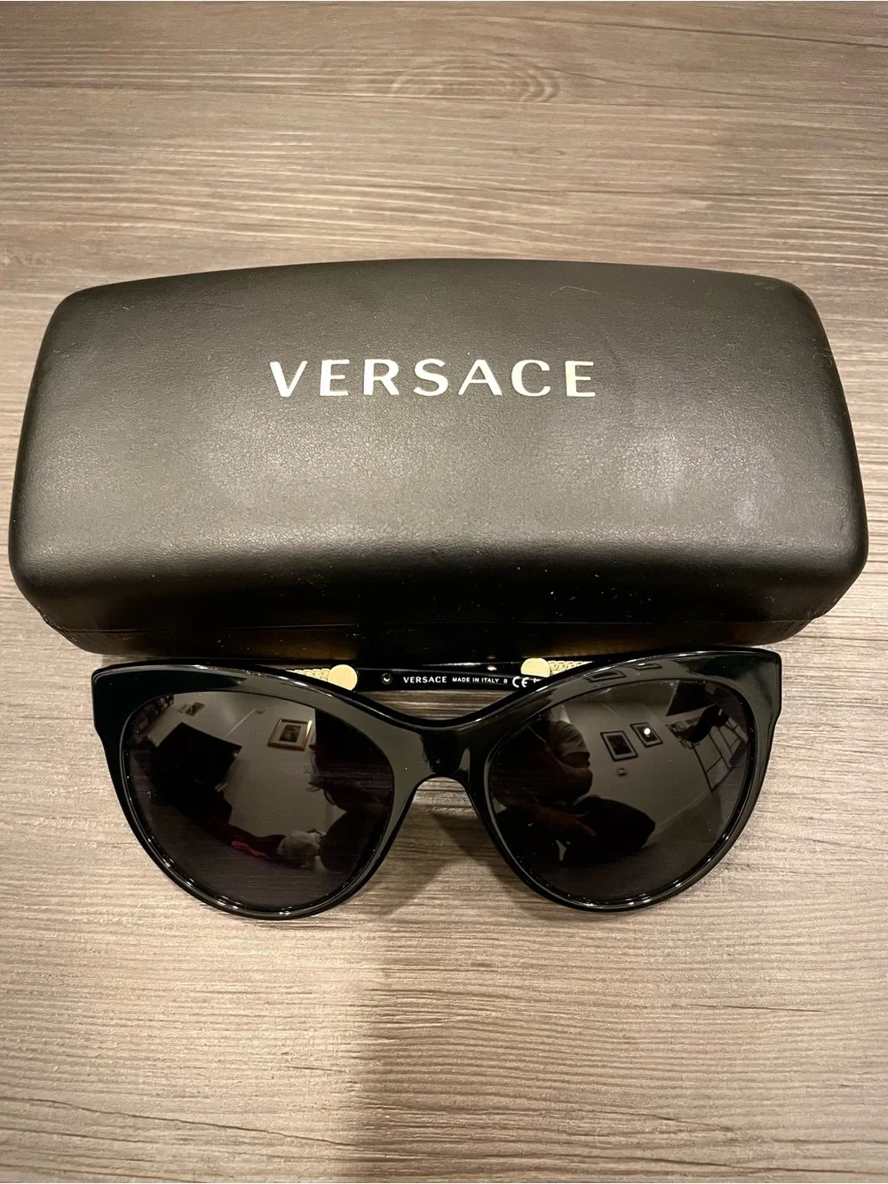 Versace Black and Gold Designer Sunglasses